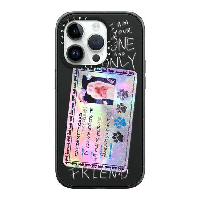 Mond Kim x CASETiFY iPhone 14 Pro ケース マットブラック インパクトケース MagSafe対応 Cat ID Card by Mond Kim