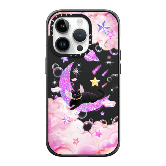 Mond Kim x CASETiFY iPhone 14 Pro ケース マットブラック インパクトケース MagSafe対応 The Cat from The Moon by Mond Kim