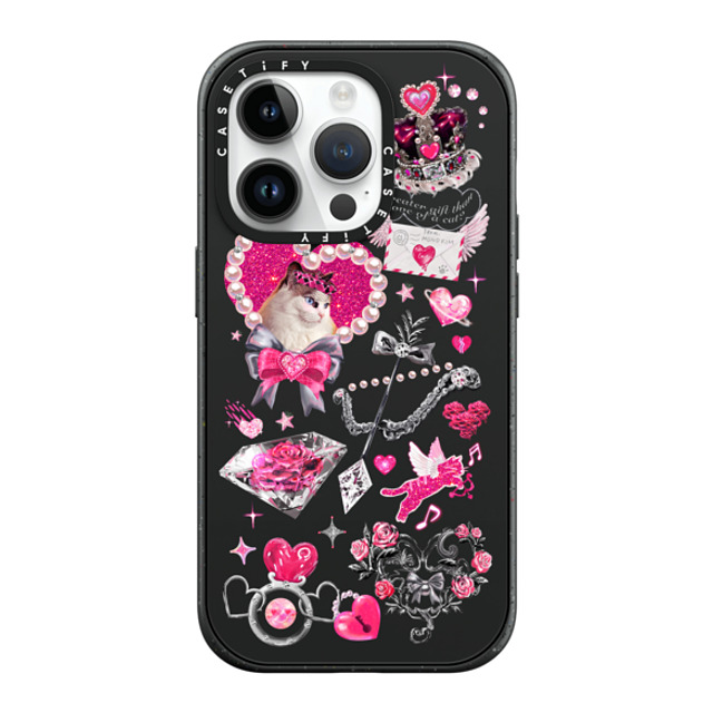 Mond Kim x CASETiFY iPhone 14 Pro ケース マットブラック インパクトケース MagSafe対応 Cupid Cat by Mond Kim