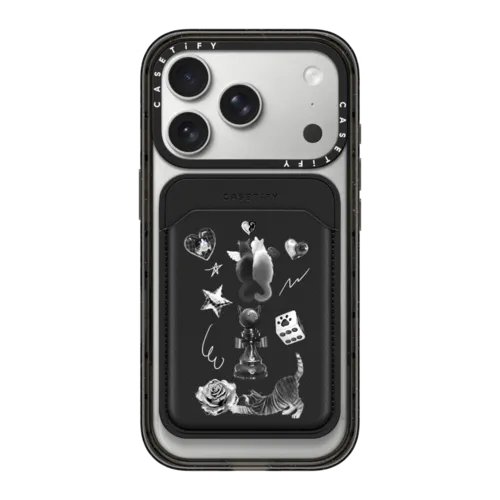 Snappy MagSafe Wallet - Black Chess Cat