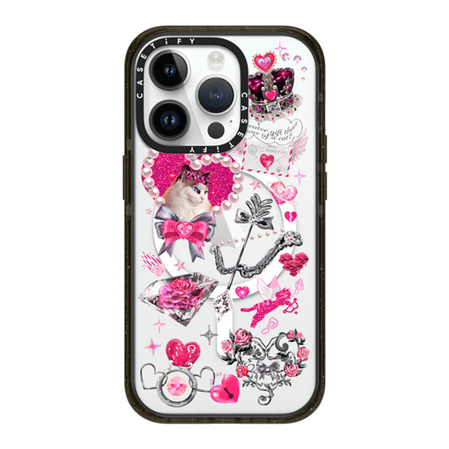 Mond Kim x CASETiFY iPhone 14 Pro ケース ブラック インパクトケース MagSafe対応 Cupid Cat by Mond Kim