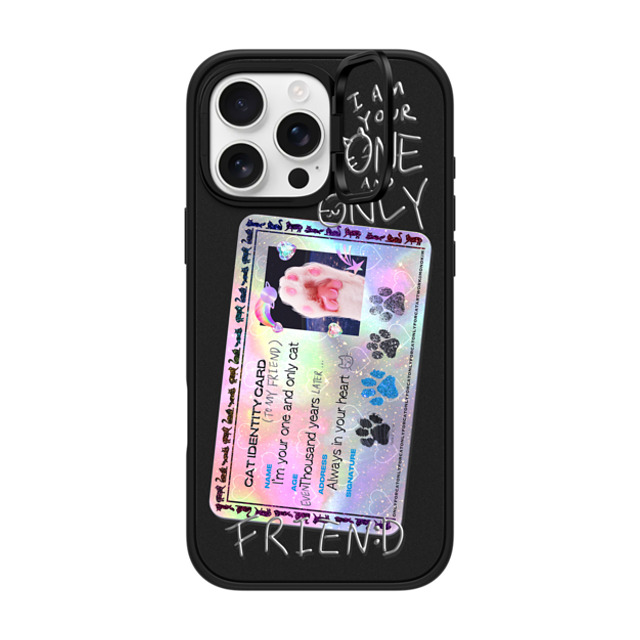 Mond Kim x CASETiFY iPhone 16 Pro Max ケース マットブラック インパクトリングスタンドケース MagSafe対応 Cat ID Card by Mond Kim