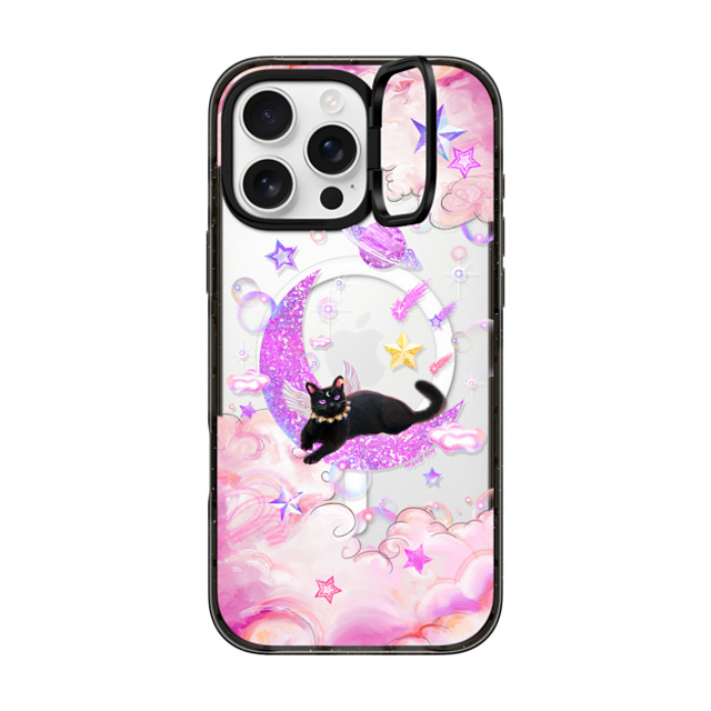 Mond Kim x CASETiFY iPhone 16 Pro Max ケース ブラック インパクトリングスタンドケース MagSafe対応 The Cat from The Moon by Mond Kim