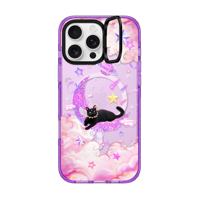 Mond Kim x CASETiFY iPhone 16 Pro Max ケース パープル インパクトリングスタンドケース MagSafe対応 The Cat from The Moon by Mond Kim