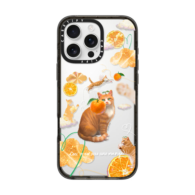 Mond Kim x CASETiFY iPhone 16 Pro Max ケース ブラック インパクトケース Flying Orange Cat Back to School Mond Kim x CASETiFY iPhone 16 Pro Max ケース ブラック インパクトケース Flying Orange Cat Back to School