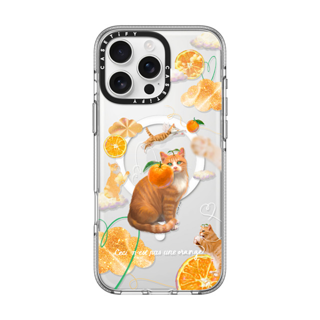 Mond Kim x CASETiFY iPhone 16 Pro Max ケース クリア クリア ケース MagSafe対応 Flying Orange Cat Back to School Mond Kim x CASETiFY iPhone 16 Pro Max ケース クリア クリア ケース MagSafe対応 Flying Orange Cat Back to School