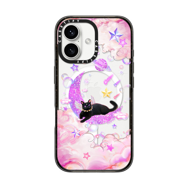 Mond Kim x CASETiFY iPhone 16 ケース ブラック インパクトケース MagSafe対応 The Cat from The Moon by Mond Kim