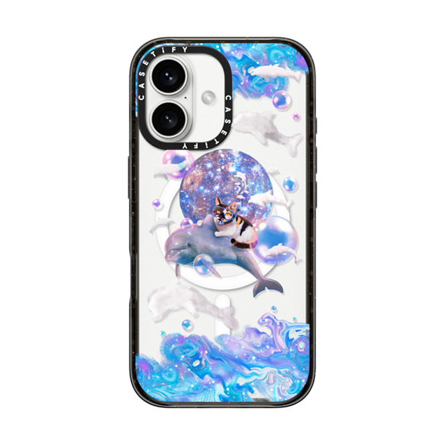 Mond Kim x CASETiFY iPhone 16 ケース ブラック インパクトケース MagSafe対応 THE CAT FROM THE SEA BY MOND KIM