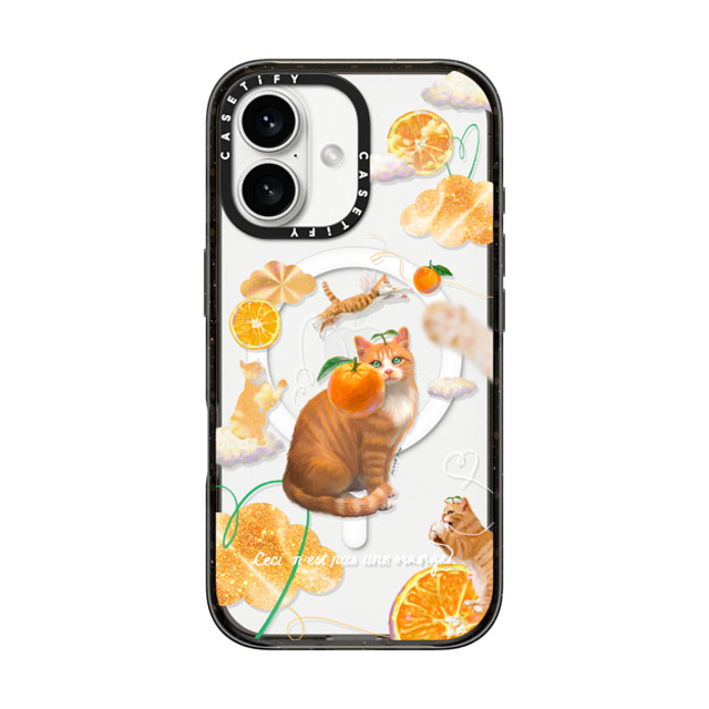 Mond Kim x CASETiFY iPhone 16 Case Black Impact Case MagSafe Compatible Flying Orange Cat Back to School Mond Kim x CASETiFY iPhone 16 Case Black Impact Case MagSafe Compatible Flying Orange Cat Back to School