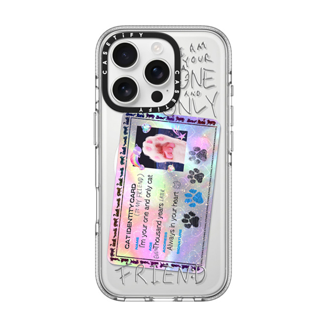 Mond Kim x CASETiFY iPhone 16 Pro ケース クリア クリア ケース MagSafe対応 Cat ID Card by Mond Kim