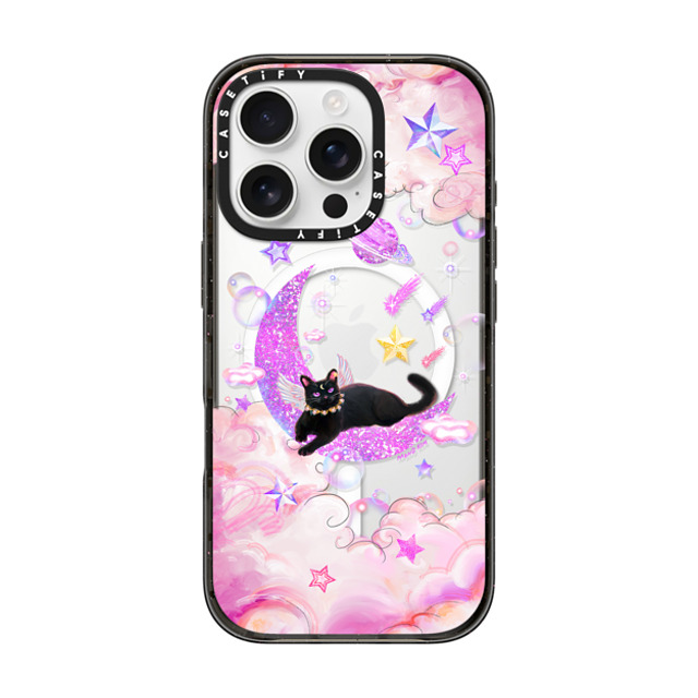 Mond Kim x CASETiFY iPhone 16 Pro ケース ブラック インパクトケース MagSafe対応 The Cat from The Moon by Mond Kim