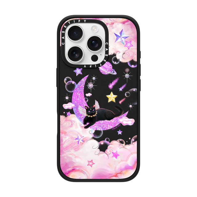 Mond Kim x CASETiFY iPhone 16 Pro ケース マットブラック インパクトケース MagSafe対応 The Cat from The Moon by Mond Kim