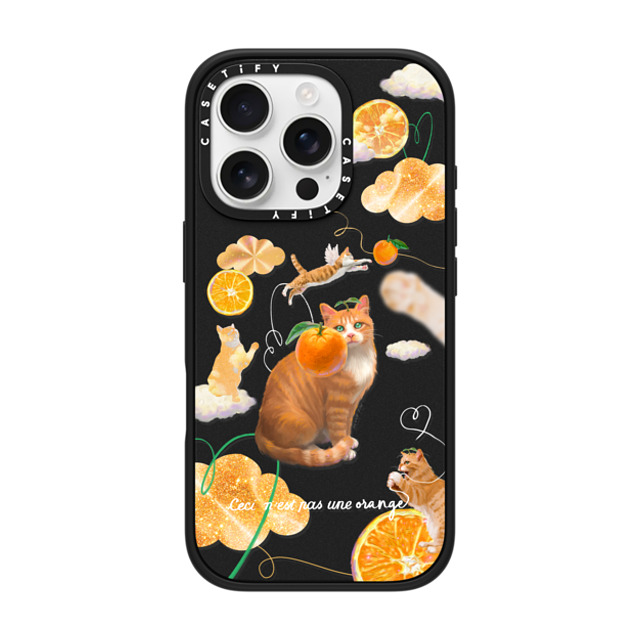 Mond Kim x CASETiFY iPhone 16 Pro ケース マットブラック インパクトケース MagSafe対応 Flying Orange Cat Back to School Mond Kim x CASETiFY iPhone 16 Pro ケース マットブラック インパクトケース MagSafe対応 Flying Orange Cat Back to School