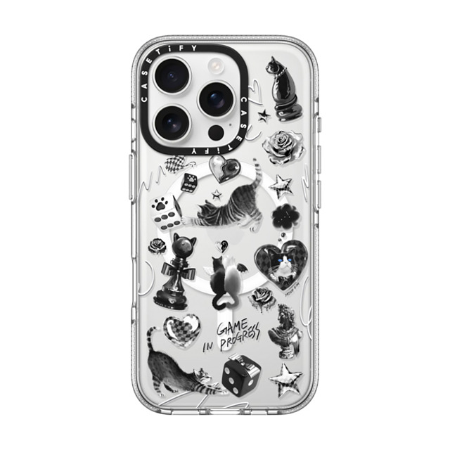 Mond Kim x CASETiFY iPhone 16 Pro ケース クリア クリア ケース MagSafe対応 Black Chess Cat Back to School Mond Kim x CASETiFY iPhone 16 Pro ケース クリア クリア ケース MagSafe対応 Black Chess Cat Back to School