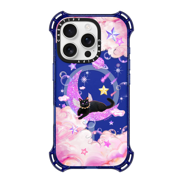 Mond Kim x CASETiFY iPhone 16 Pro ケース コバルトブルー バウンスケース The Cat from The Moon by Mond Kim