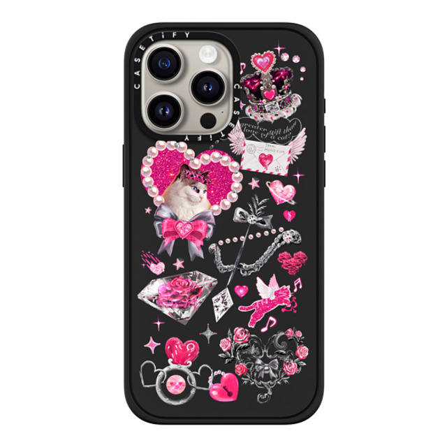 Mond Kim x CASETiFY iPhone 15 Pro Max ケース マットブラック インパクトケース MagSafe対応 Cupid Cat by Mond Kim