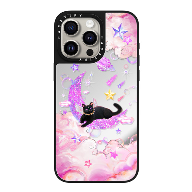 Mond Kim x CASETiFY iPhone 15 Pro Max ケース Silver on Black ミラーケース MagSafe対応 The Cat from The Moon by Mond Kim