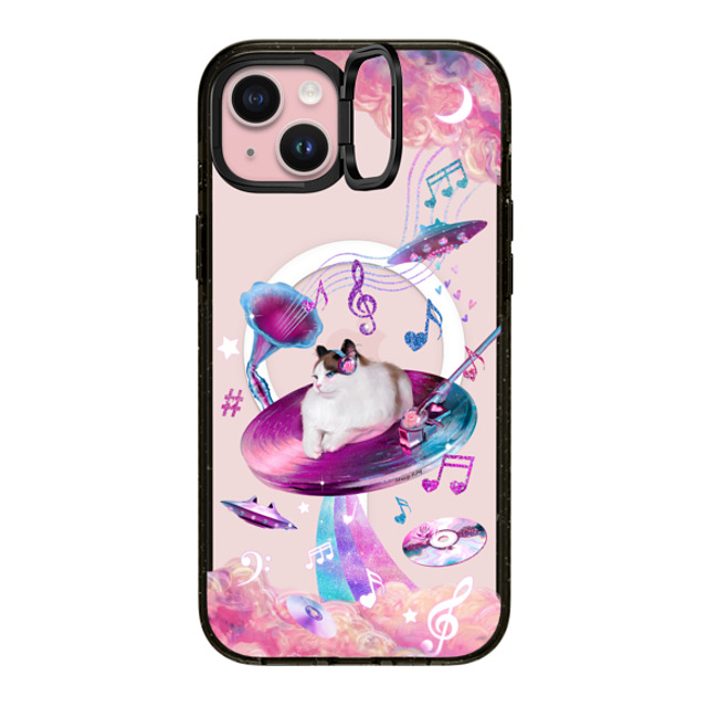 Mond Kim x CASETiFY iPhone 15 Plus Case Black インパクトリングスタンドケース MagSafe対応 UFO Disco Cat Mother's Day Mond Kim x CASETiFY iPhone 15 Plus Case Black インパクトリングスタンドケース MagSafe対応 UFO Disco Cat Mother's Day