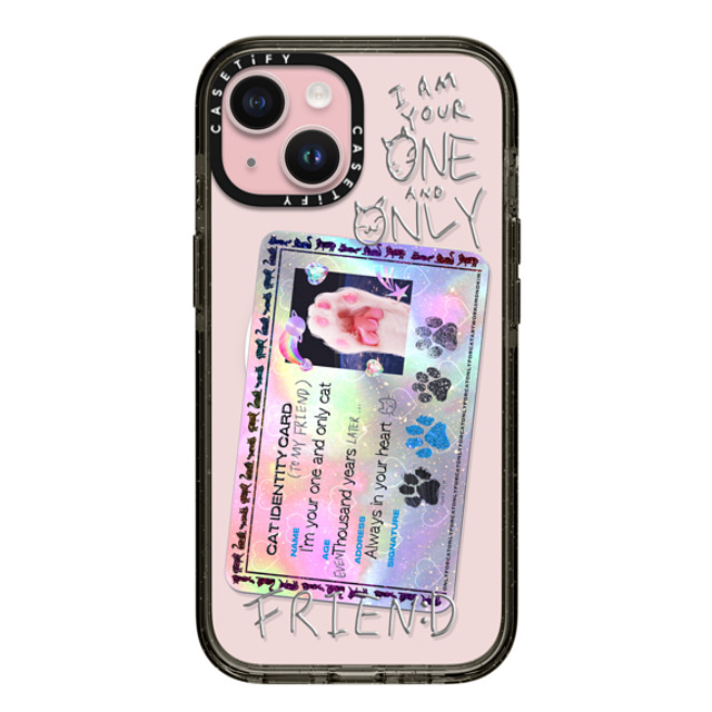 Mond Kim x CASETiFY iPhone 15 ケース ブラック インパクトケース MagSafe対応 Cat ID Card by Mond Kim