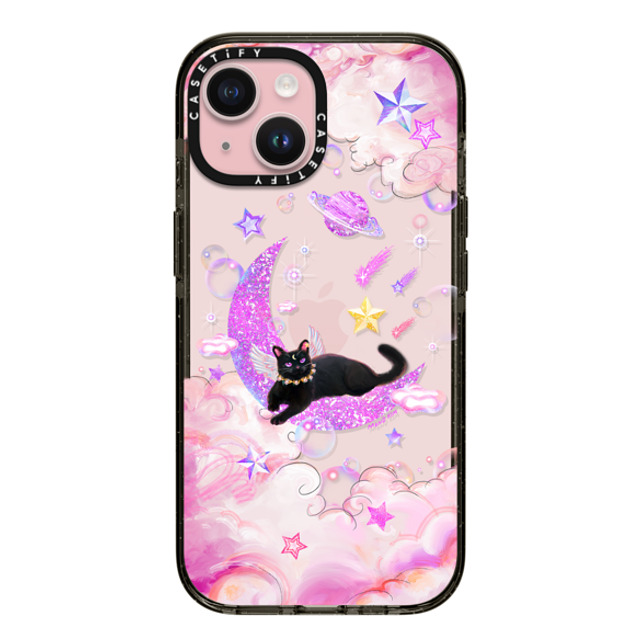 Mond Kim x CASETiFY iPhone 15 ケース ブラック インパクトケース The Cat from The Moon by Mond Kim