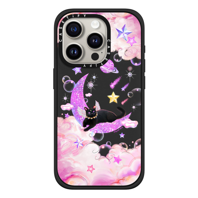 Mond Kim x CASETiFY iPhone 15 Pro ケース マットブラック インパクトケース MagSafe対応 The Cat from The Moon by Mond Kim