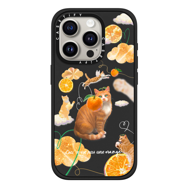 Mond Kim x CASETiFY iPhone 15 Pro Case Matte Black Impact Case MagSafe Compatible Flying Orange Cat Back to School Mond Kim x CASETiFY iPhone 15 Pro Case Matte Black Impact Case MagSafe Compatible Flying Orange Cat Back to School
