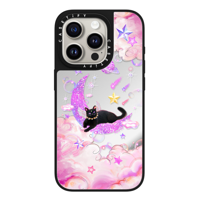 Mond Kim x CASETiFY iPhone 15 Pro Case Silver on Black ミラーケース MagSafe対応 The Cat from The Moon by Mond Kim Mond Kim x CASETiFY iPhone 15 Pro Case Silver on Black ミラーケース MagSafe対応 The Cat from The Moon by Mond Kim