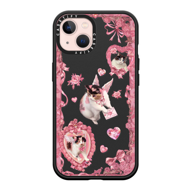 Mond Kim x CASETiFY iPhone 13 ケース マットブラック インパクトケース MagSafe対応 Heart Bow Cat