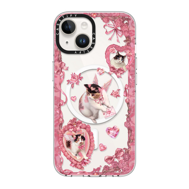 Mond Kim x CASETiFY iPhone 14 ケース クリア クリア ケース MagSafe対応 Heart Bow Cat