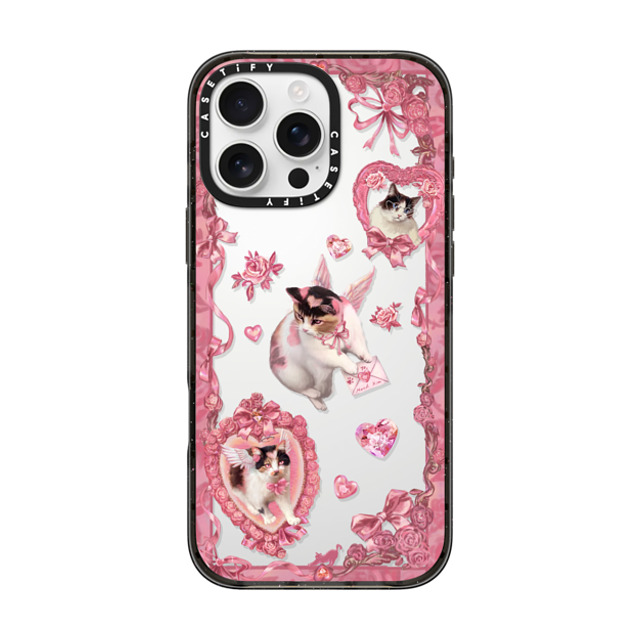 Mond Kim x CASETiFY iPhone 16 Pro Max ケース ブラック インパクトケース Heart Bow Cat