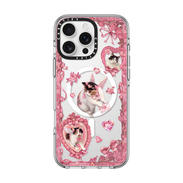 Mond Kim x CASETiFY iPhone 16 Pro Max ケース クリア クリア ケース MagSafe対応 Heart Bow Cat