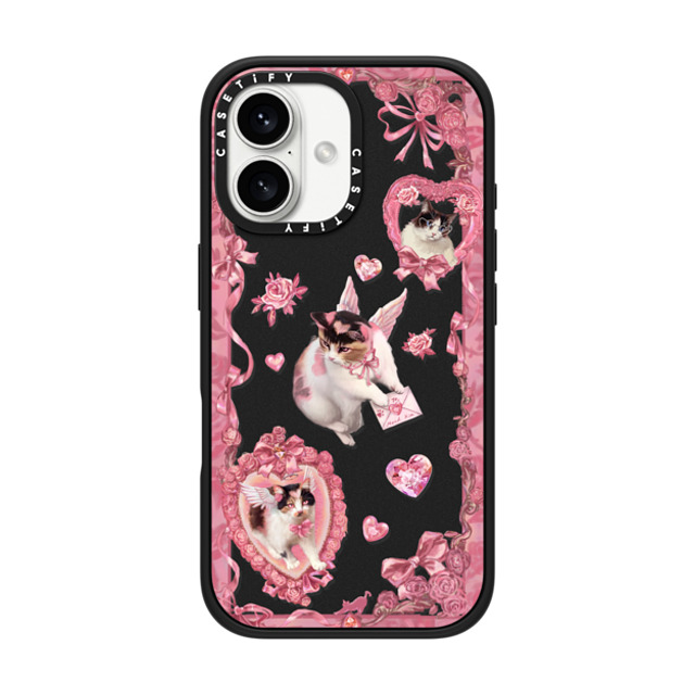 Mond Kim x CASETiFY iPhone 16 Case Matte Black Impact Case Heart Bow Cat Mond Kim x CASETiFY iPhone 16 Case Matte Black Impact Case Heart Bow Cat