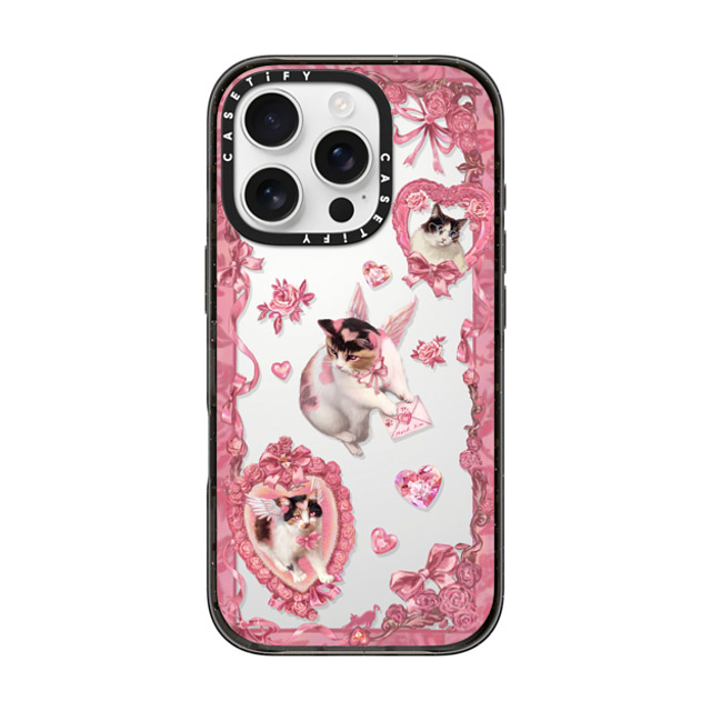 Mond Kim x CASETiFY iPhone 16 Pro ケース ブラック インパクトケース Heart Bow Cat