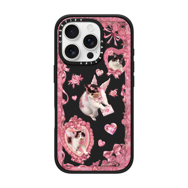 Mond Kim x CASETiFY iPhone 16 Pro ケース マットブラック インパクトケース Heart Bow Cat