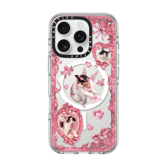 Mond Kim x CASETiFY iPhone 16 Pro ケース クリア クリア ケース MagSafe対応 Heart Bow Cat