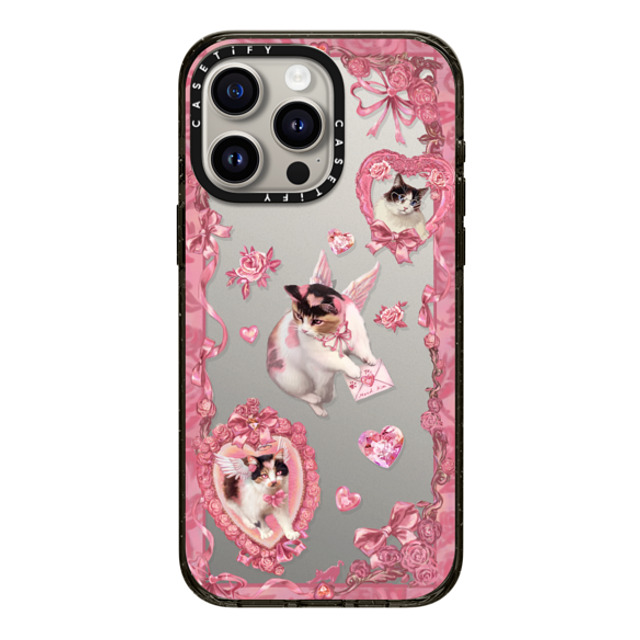 Mond Kim x CASETiFY iPhone 15 Pro Max ケース ブラック インパクトケース Heart Bow Cat