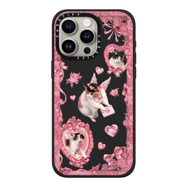 Mond Kim x CASETiFY iPhone 15 Pro Max ケース マットブラック インパクトケース MagSafe対応 Heart Bow Cat