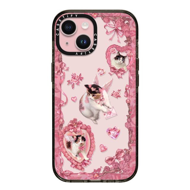 Mond Kim x CASETiFY iPhone 15 ケース ブラック インパクトケース Heart Bow Cat