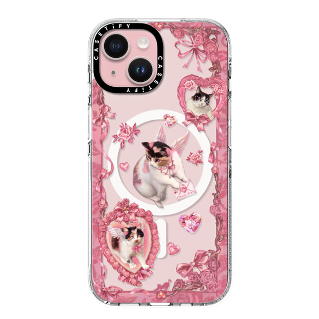 Mond Kim x CASETiFY iPhone 15 ケース クリア クリア ケース MagSafe対応 Heart Bow Cat