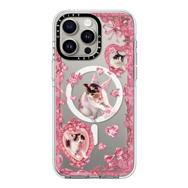 Mond Kim x CASETiFY iPhone 15 Pro Max ケース クリア クリア ケース MagSafe対応 Heart Bow Cat