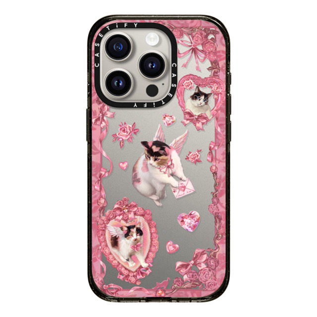 Mond Kim x CASETiFY iPhone 15 Pro ケース ブラック インパクトケース Heart Bow Cat