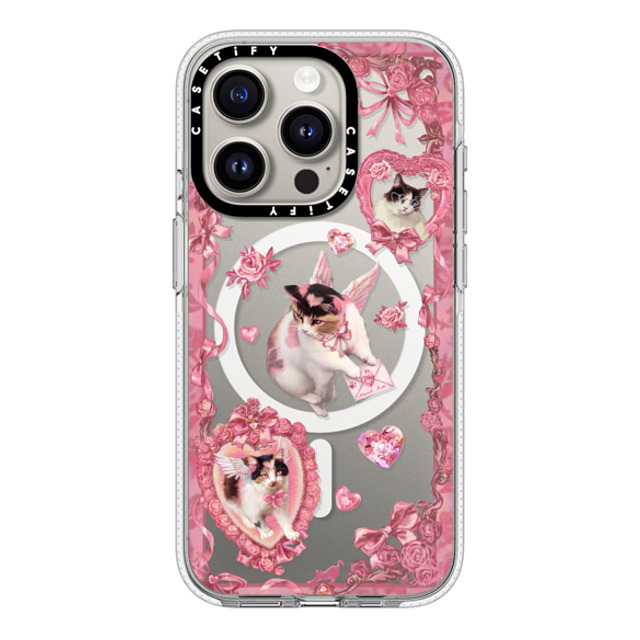 Mond Kim x CASETiFY iPhone 15 Pro ケース クリア クリア ケース MagSafe対応 Heart Bow Cat