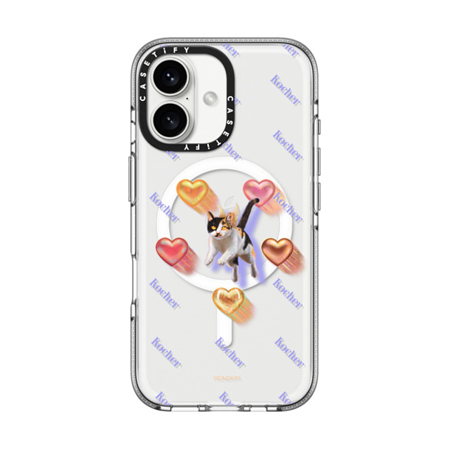 Mond Kim x CASETiFY iPhone 16 ケース Cat,Heart クリア クリア ケース MagSafe対応 CAT-ching Hearts by Mond Kim Father's Day Mond Kim x CASETiFY iPhone 16 ケース Cat,Heart クリア クリア ケース MagSafe対応 CAT-ching Hearts by Mond Kim Father's Day