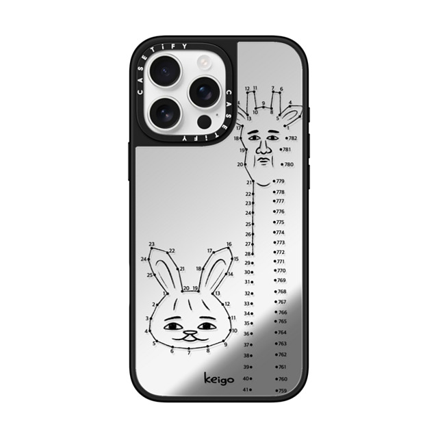 Keigo x CASETiFY iPhone 16 Pro Max ケース Silver on Black ミラーケース MagSafe対応 Keigo 03