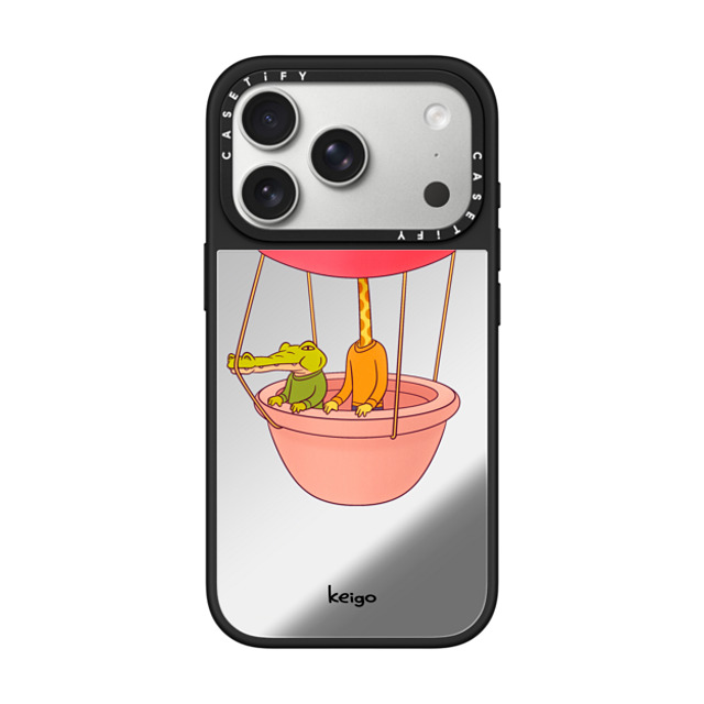 Keigo x CASETiFY iPhone 17 Pro �P�[�X Animal,Cartoon Silver on Black �~���[�P�[�X MagSafe�Ή� Keigo 06