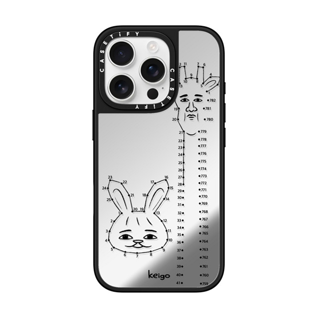 Keigo x CASETiFY iPhone 16 Pro ケース Silver on Black ミラーケース MagSafe対応 Keigo 03