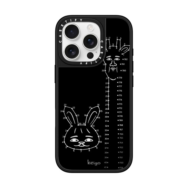 Keigo x CASETiFY iPhone 16 Pro ケース Silver on Black ミラーケース MagSafe対応 Keigo 09