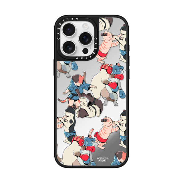 Mozza x CASETiFY iPhone 16 Pro Max ケース Cat,Animal Silver on Black ミラーケース MagSafe対応 Fighting Cat Back to School Mozza x CASETiFY iPhone 16 Pro Max ケース Cat,Animal Silver on Black ミラーケース MagSafe対応 Fighting Cat Back to School