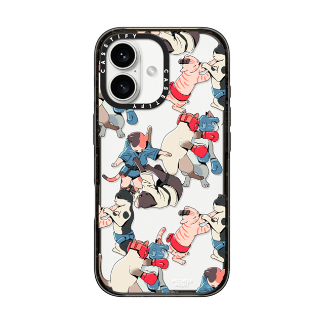 Mozza x CASETiFY iPhone 16 ケース Cat,Animal ブラック インパクトケース Fighting Cat Father's Day Mozza x CASETiFY iPhone 16 ケース Cat,Animal ブラック インパクトケース Fighting Cat Father's Day