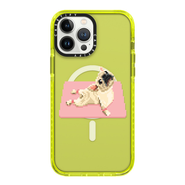 Fatbeard x CASETiFY iPhone 13 Pro Max ケース ネオン イエロー インパクトケース MagSafe対応 Yogi Frenchie